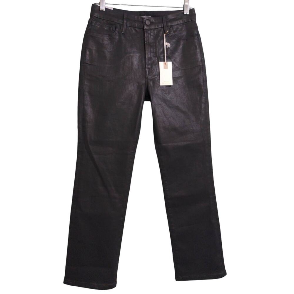 Good American Womens Good Legs Straight Leg Jeans Black Coated High Rise 10 New